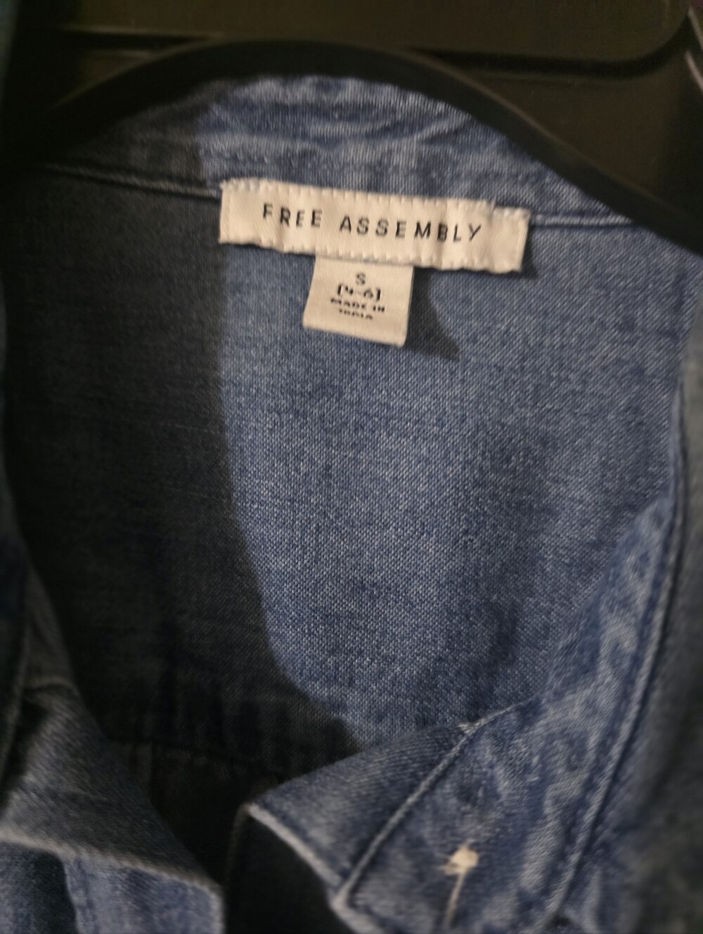 Free Assembly Denim Shirt Dress with Tie Waist - Blue - Picture 4 of 6